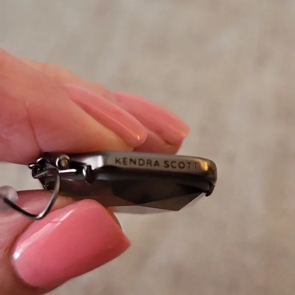 Kendra Scott "Vanessa" Dichroic Glass Drop Earrings Set in Gunmetal - Picture 4 of 4